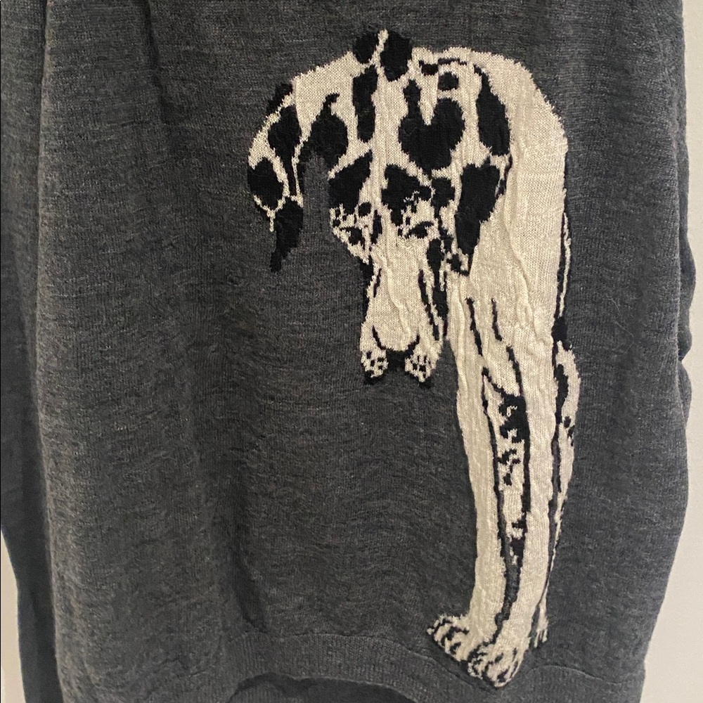 NWT French Connection 100% Wool “Dog” Long Sleeve Crewneck Sweater Grey Size XS - Picture 2 of 8